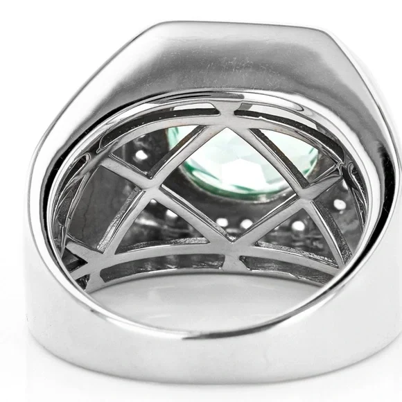 925 Green Spinel Men’s Ring - Picture 7 of 12